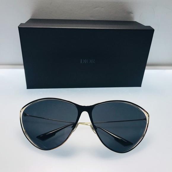 Dior Gold / Black Diornewmotard-j5gir Cat Eye Sunglasses - Picture 3 of 13